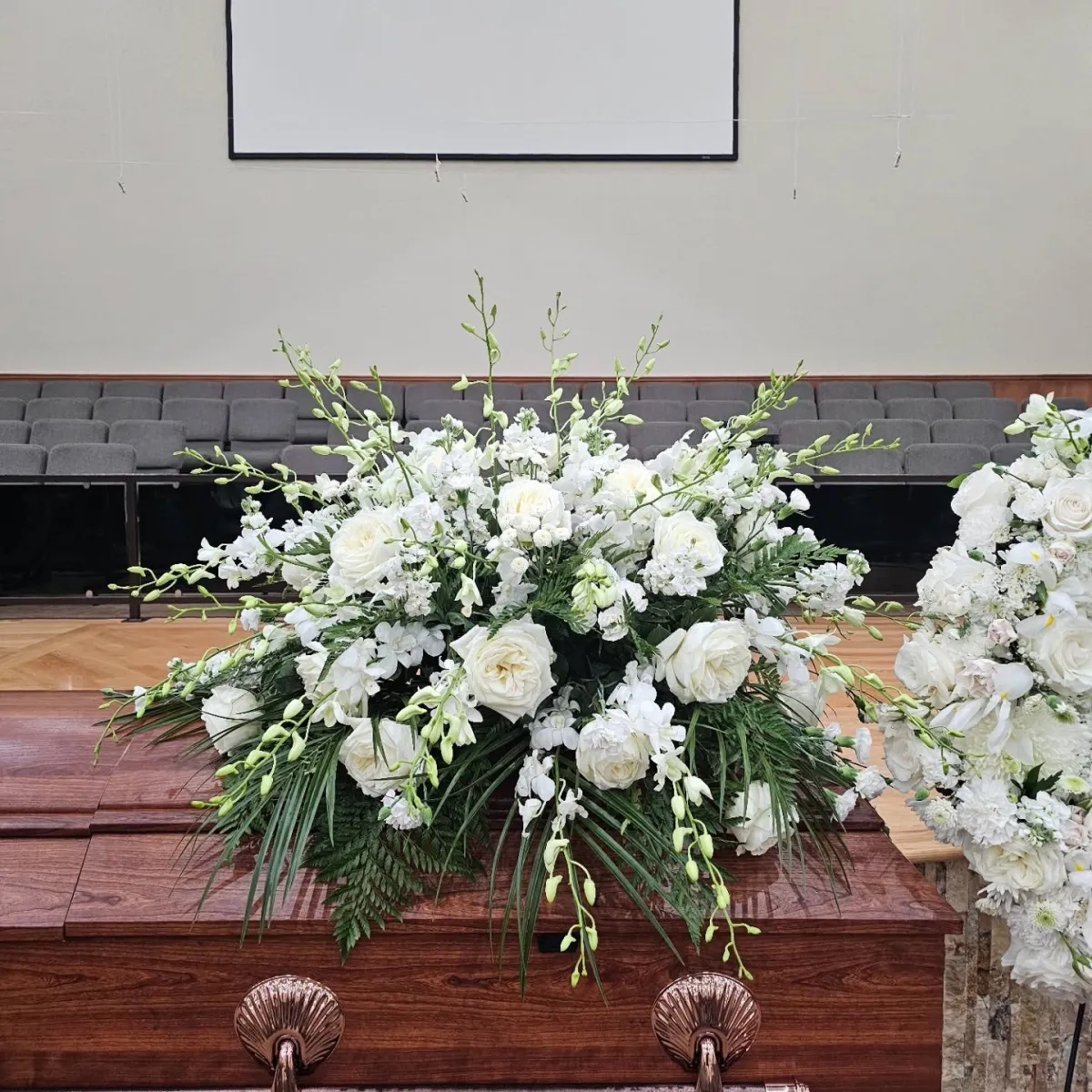 Funeral wreath arrangement after service Vancouver WA Clark County florist